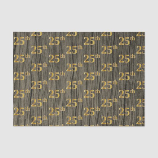 Faux Wood, Faux Gold 25th (25th) Event Tissuepapier (Voorkant)