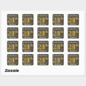 Faux Wood, Faux Gold 28th Birthday + Eigen naam Vierkante Sticker (Vel)