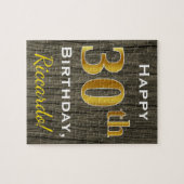 Faux Wood, Faux Gold 30th Birthday + Eigen naam Legpuzzel (Horizontaal)