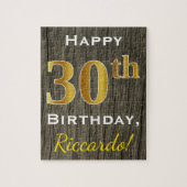 Faux Wood, Faux Gold 30th Birthday + Eigen naam Legpuzzel (Verticaal)