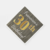 Faux Wood, Faux Gold 30th Birthday + Eigen naam Servet (Hoek)