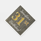 Faux Wood, Faux Gold 31st Birthday + Eigen naam Servet (Hoek)