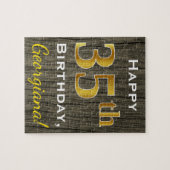 Faux Wood, Faux Gold 35th Birthday + Eigen naam Legpuzzel (Horizontaal)
