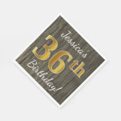 Faux Wood, Faux Gold 36th Birthday + Eigen naam Servet (Hoek)