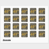Faux Wood, Faux Gold 40th Birthday + Eigen naam Vierkante Sticker (Vel)