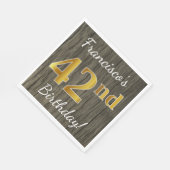 Faux Wood, Faux Gold 42e verjaardag + Eigen naam Servet (Hoek)