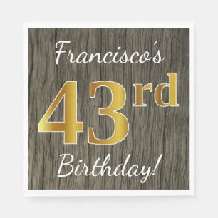 Faux Wood, Faux Gold 43rd Birthday + Eigen naam Servet