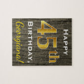 Faux Wood, Faux Gold 45th Birthday + Eigen naam Legpuzzel (Horizontaal)