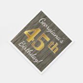Faux Wood, Faux Gold 45th Birthday + Eigen naam Servetten (Hoek)