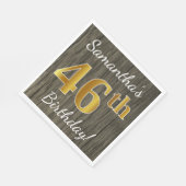 Faux Wood, Faux Gold 46th Birthday + Eigen naam Servet (Hoek)