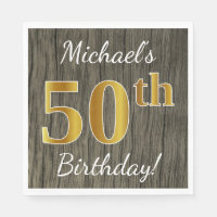 Faux Wood, Faux Gold 50th Birthday + Eigen naam