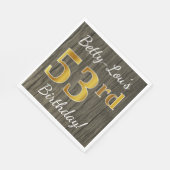 Faux Wood, Faux Gold 53rd Birthday + Eigen naam Servet (Hoek)