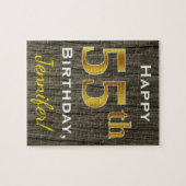 Faux Wood, Faux Gold 55th Birthday + Eigen naam Legpuzzel (Horizontaal)