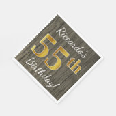 Faux Wood, Faux Gold 55th Birthday + Eigen naam Servetten (Hoek)