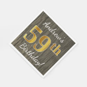 Faux Wood, Faux Gold 59th Birthday + Eigen naam Servet (Hoek)