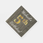 Faux Wood, Faux Gold 5th Birthday + Eigen naam Servetten (Hoek)