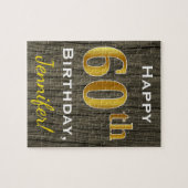 Faux Wood, Faux Gold 60th Birthday + Eigen naam Legpuzzel (Horizontaal)