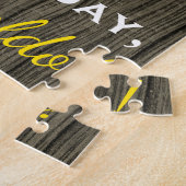 Faux Wood, Faux Gold 65th Birthday + Eigen naam Legpuzzel (Zijkant)