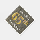 Faux Wood, Faux Gold 65th Birthday + Eigen naam Servet (Hoek)