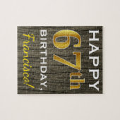 Faux Wood, Faux Gold 67th Birthday + Eigen naam Legpuzzel (Horizontaal)