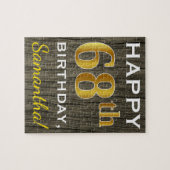 Faux Wood, Faux Gold 68th Birthday + Eigen naam Legpuzzel (Horizontaal)
