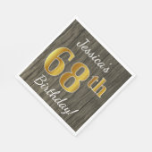 Faux Wood, Faux Gold 68th Birthday + Eigen naam Servet (Hoek)