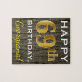 Faux Wood, Faux Gold 69th Birthday + Eigen naam Legpuzzel (Horizontaal)