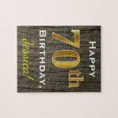 Faux Wood, Faux Gold 70th Birthday + Eigen naam Legpuzzel (Horizontaal)