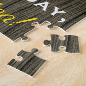 Faux Wood, Faux Gold 70th Birthday + Eigen naam Legpuzzel (Zijkant)