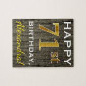 Faux Wood, Faux Gold 71st Birthday + Eigen naam Legpuzzel (Horizontaal)