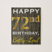 Faux Wood, Faux Gold 72nd Birthday + Eigen naam Legpuzzel (Verticaal)