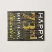 Faux Wood, Faux Gold 73rd Birthday + Eigen naam Legpuzzel (Horizontaal)