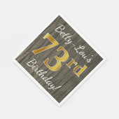 Faux Wood, Faux Gold 73rd Birthday + Eigen naam Servet (Hoek)