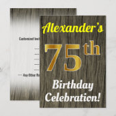 Faux Wood, Faux Gold 75e verjaardag Kaart (Voorkant / Achterkant)