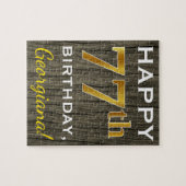 Faux Wood, Faux Gold 77th Birthday + Eigen naam Legpuzzel (Horizontaal)