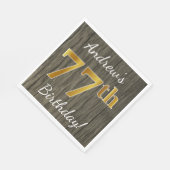 Faux Wood, Faux Gold 77th Birthday + Eigen naam Servetten (Hoek)