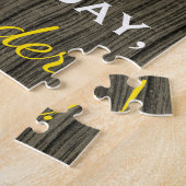 Faux Wood, Faux Gold 79th Birthday + Eigen naam Legpuzzel (Zijkant)