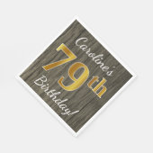 Faux Wood, Faux Gold 79th Birthday + Eigen naam Servet (Hoek)