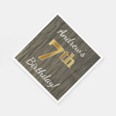 Faux Wood, Faux Gold 7th Birthday + Eigen naam Servetten (Hoek)