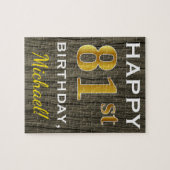 Faux Wood, Faux Gold 81st Birthday + Eigen naam Legpuzzel (Horizontaal)