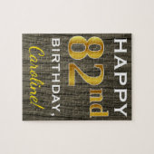 Faux Wood, Faux Gold 82nd Birthday + Eigen naam Legpuzzel (Horizontaal)