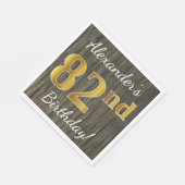 Faux Wood, Faux Gold 82nd Birthday + Eigen naam Servetten (Hoek)