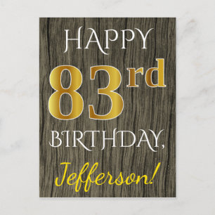 Faux Wood, Faux Gold 83rd Birthday + Eigen naam Briefkaart