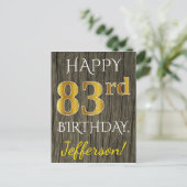 Faux Wood, Faux Gold 83rd Birthday + Eigen naam Briefkaart (Staand voorkant)