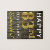 Faux Wood, Faux Gold 83rd Birthday + Eigen naam Legpuzzel (Horizontaal)