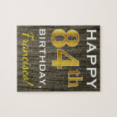 Faux Wood, Faux Gold 84th Birthday + Eigen naam Legpuzzel (Horizontaal)