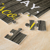 Faux Wood, Faux Gold 84th Birthday + Eigen naam Legpuzzel (Zijkant)