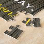 Faux Wood, Faux Gold 85th Birthday + Eigen naam Legpuzzel (Zijkant)