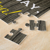 Faux Wood, Faux Gold 86th Birthday + Eigen naam Legpuzzel (Zijkant)