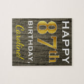 Faux Wood, Faux Gold 87th Birthday + Eigen naam Legpuzzel (Horizontaal)